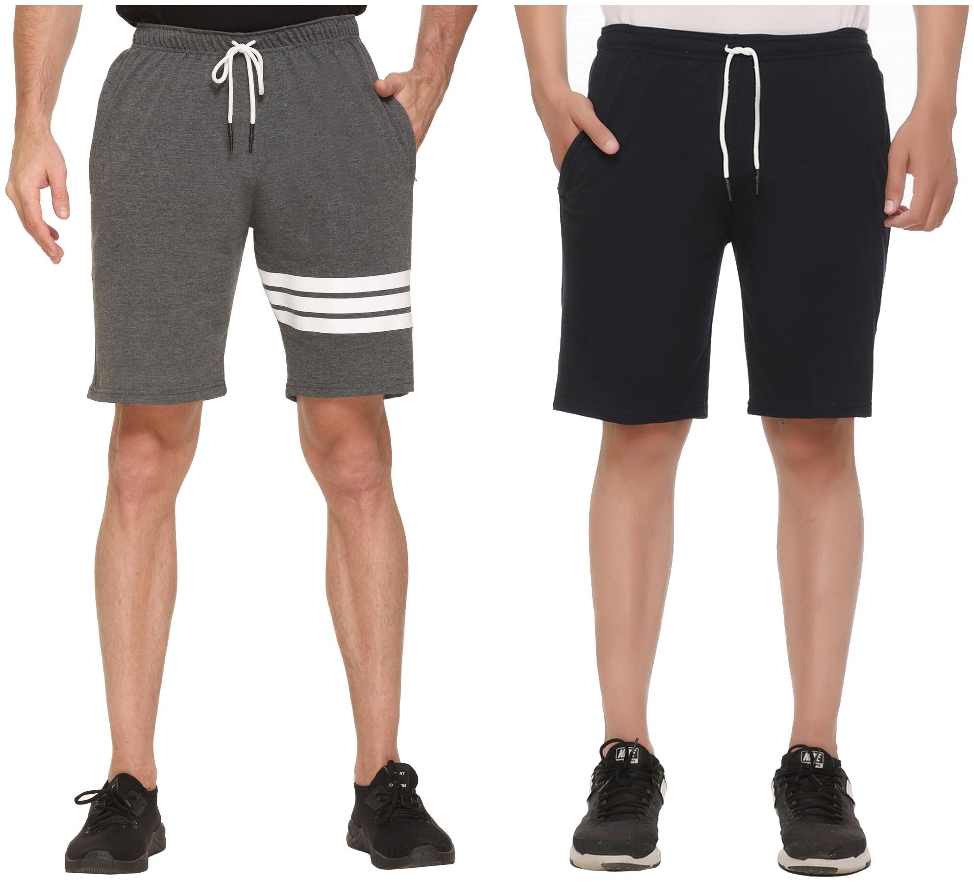 

HVBK Men Blue Grey Regular Fit Regular Shorts