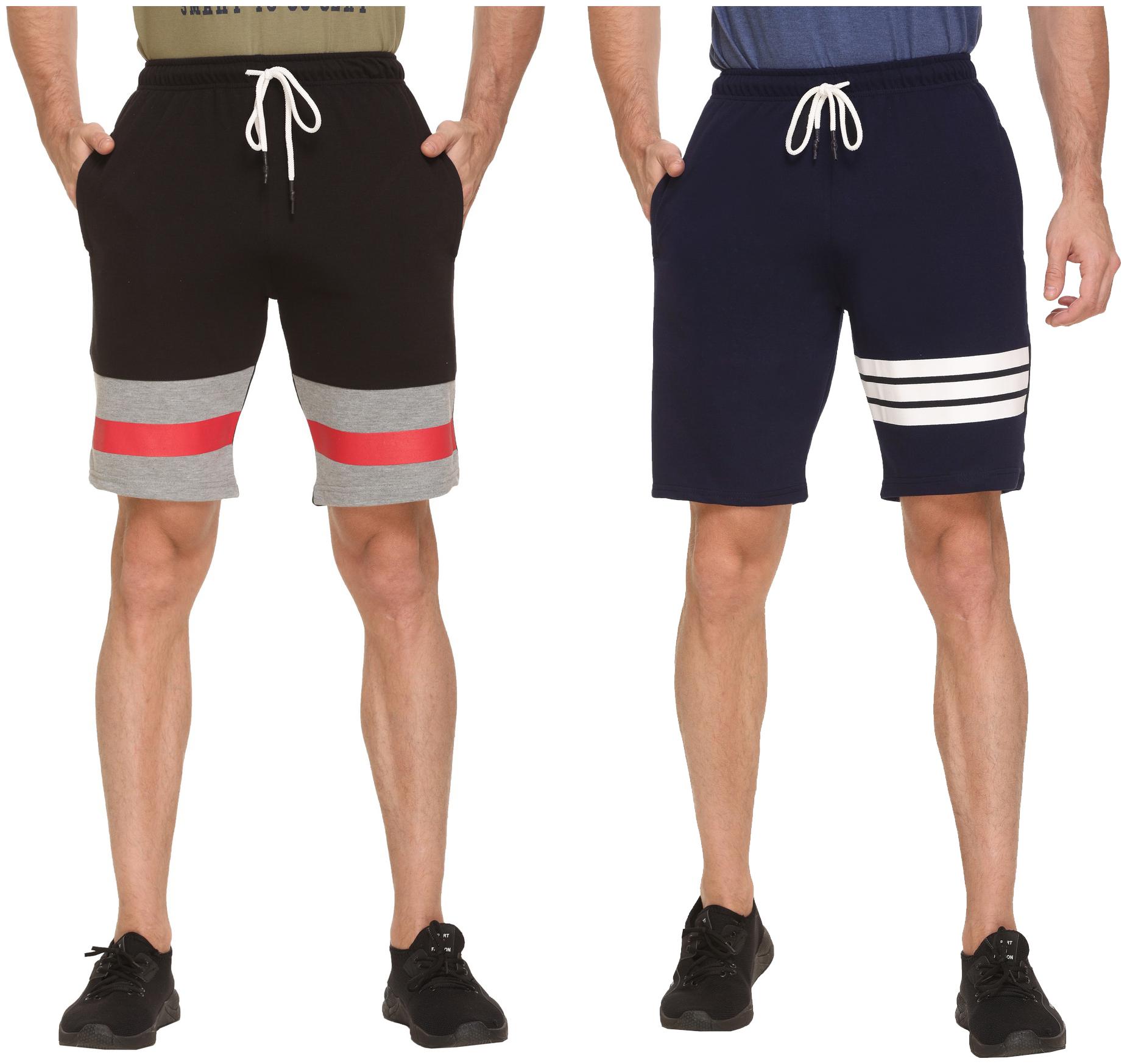 

HVBK Men Blue Black Regular Fit Regular Shorts