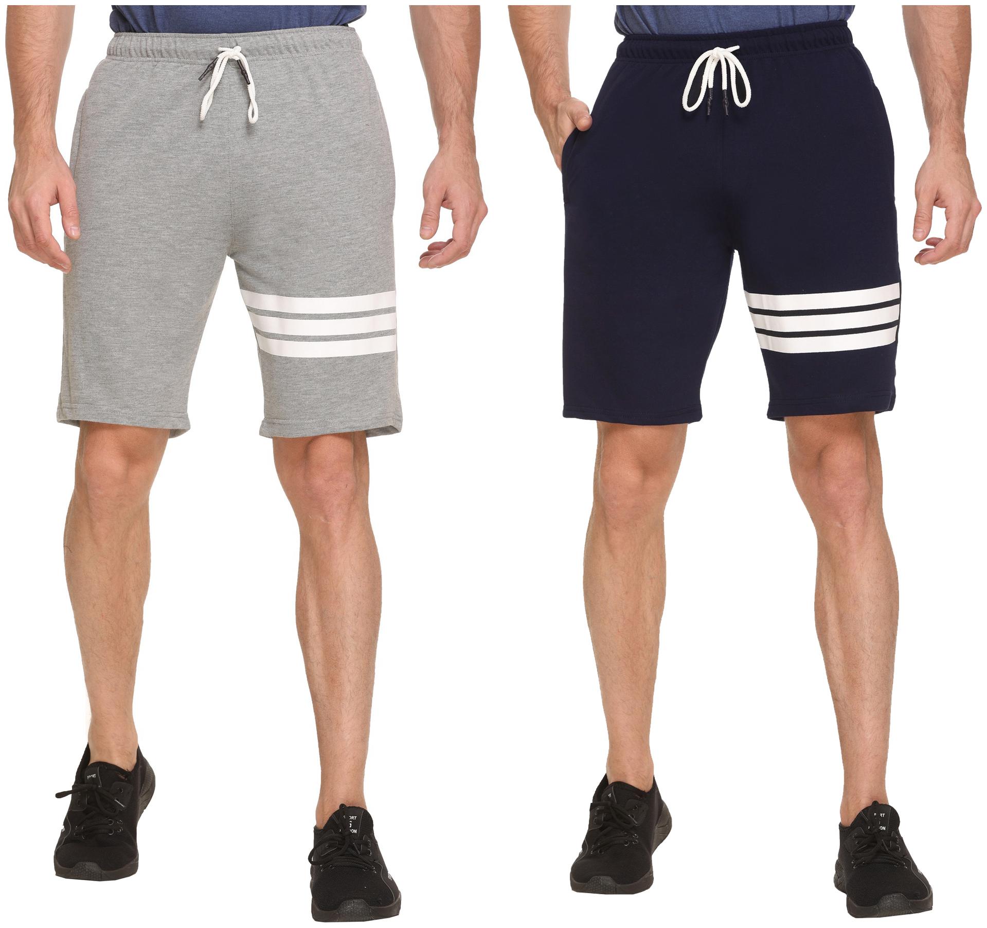 

HVBK Men Blue Grey Regular Fit Regular Shorts