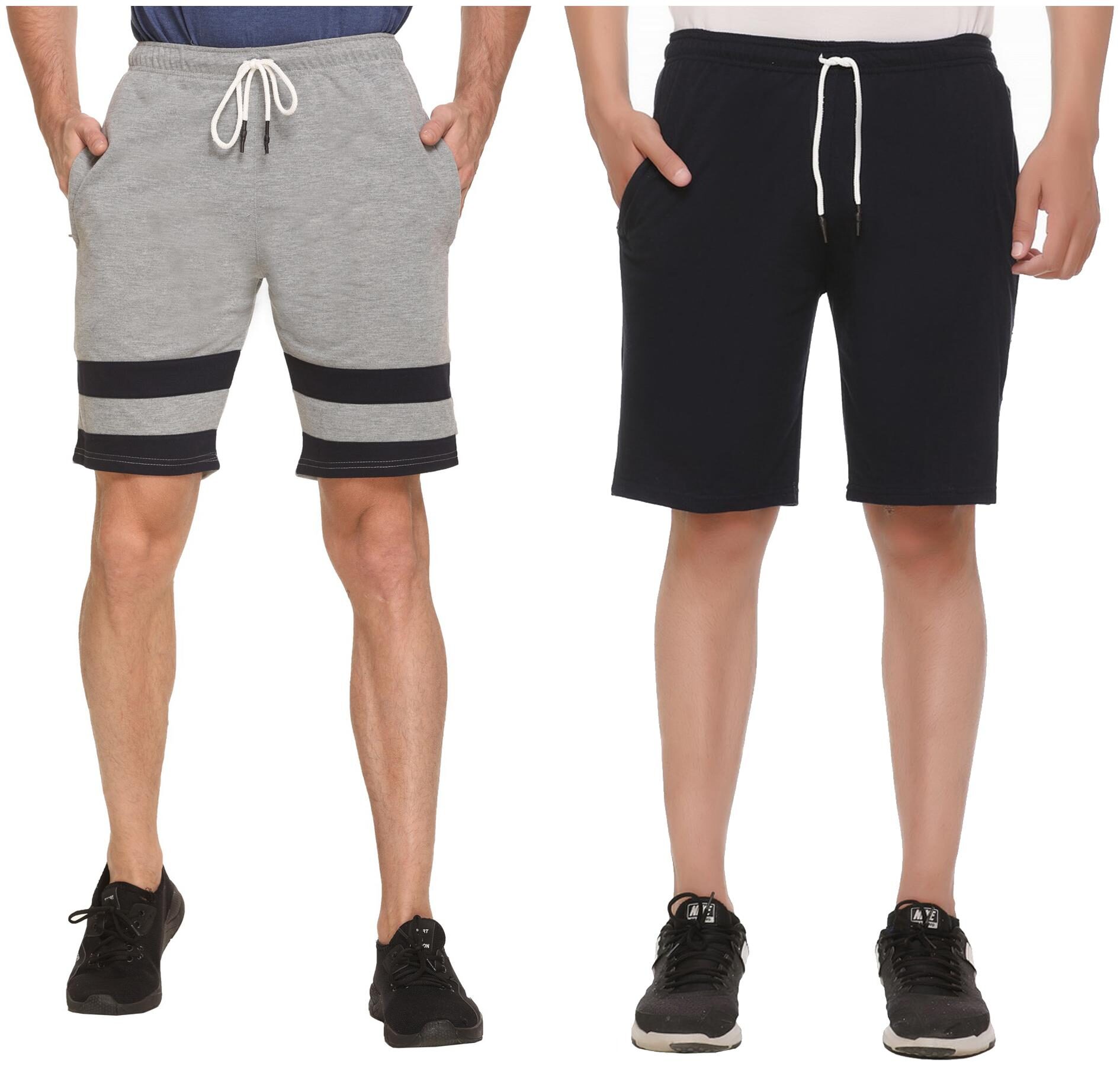 

HVBK Men Blue Grey Regular Fit Regular Shorts