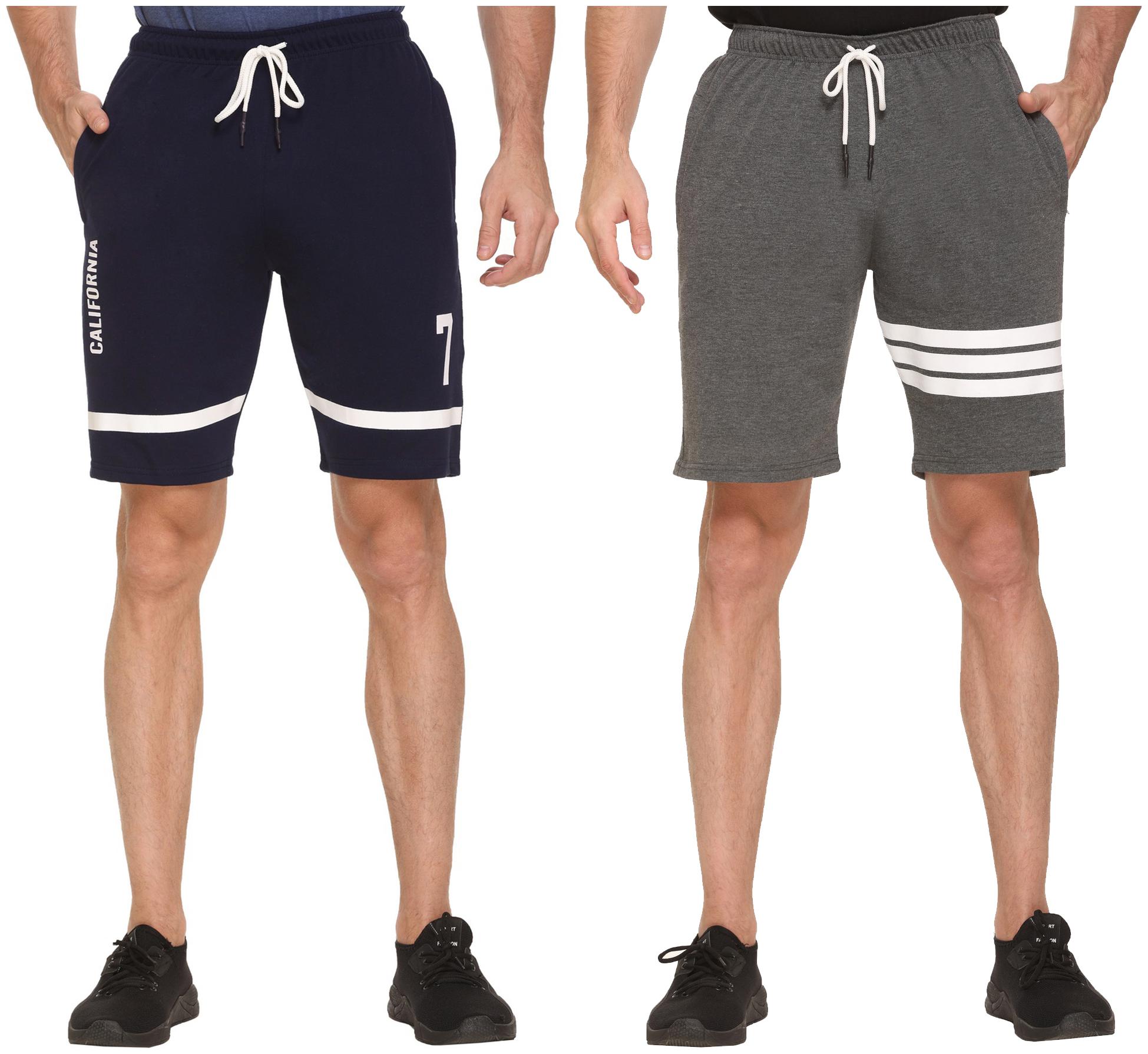 

HVBK Men Grey Blue Regular Fit Regular Shorts