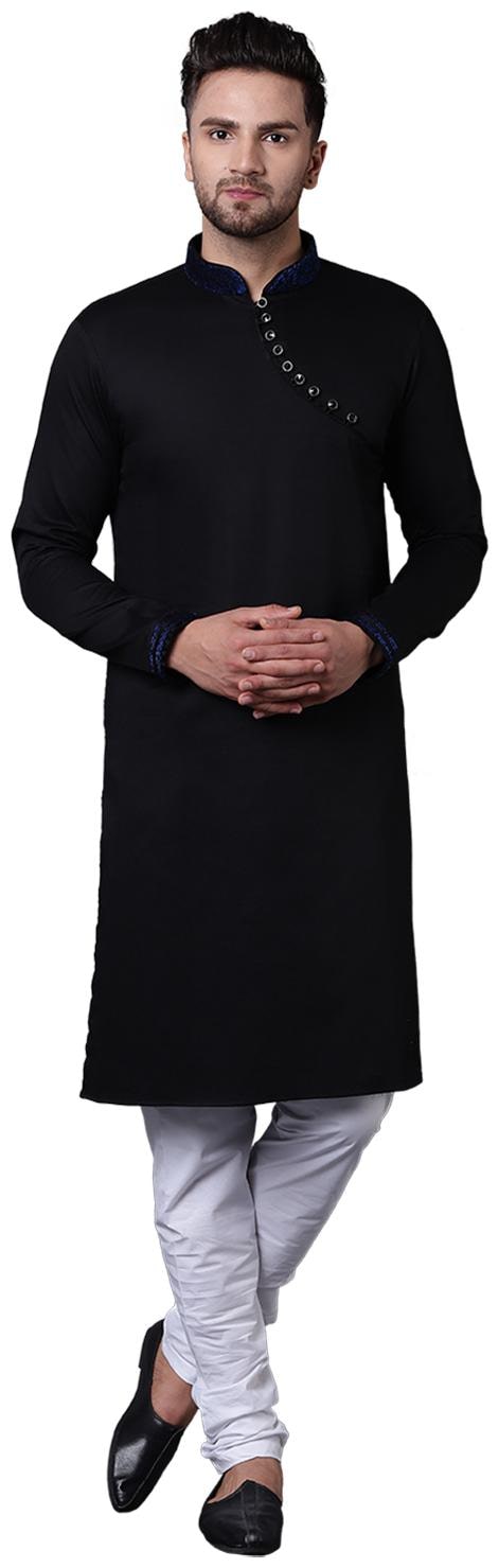 

I Know Daring Angrakha Placket Black Men s Kurta Only