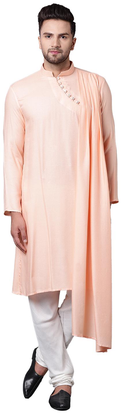 

I Know Dushala Style Draped Peach Men s Kurta Only