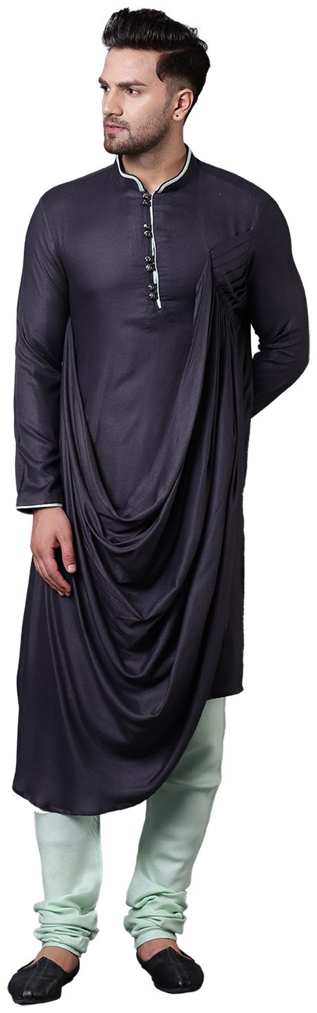 

I Know Royal Front Drape Grey Men s Kurta Only