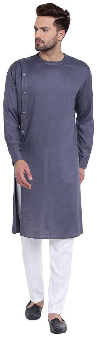 

I Know Sharp Side Placket Grey Men s Kurta