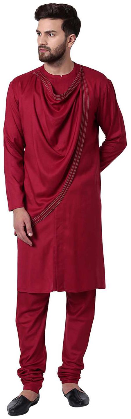 

I Know Spirited Cowl Neck Maroon Kurta with Maroon Churidar
