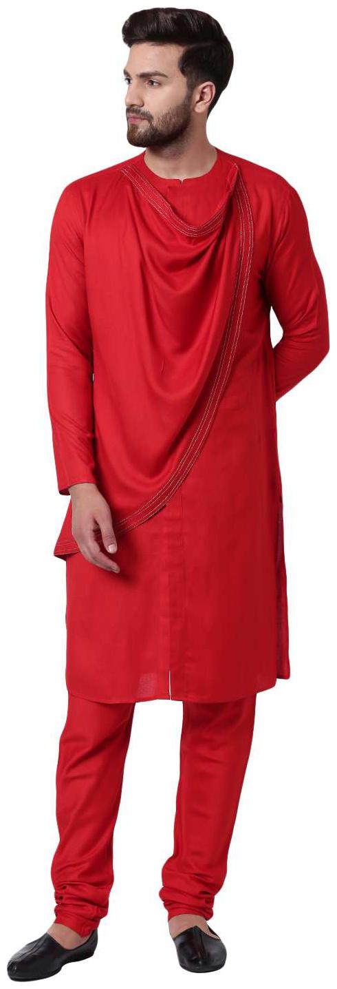 

I Know Spirited Cowl Neck Red Kurta with Red Churidar