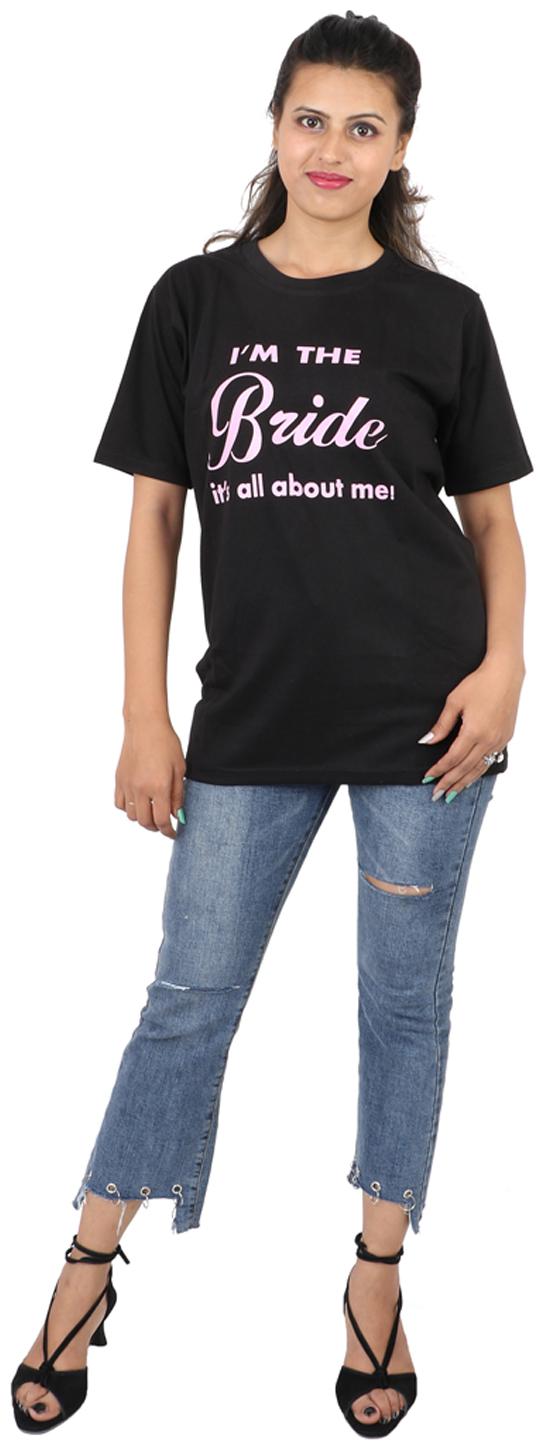 

XENCAT Women Black Pink Loose fit Regular fit Round neck Cotton T shirt