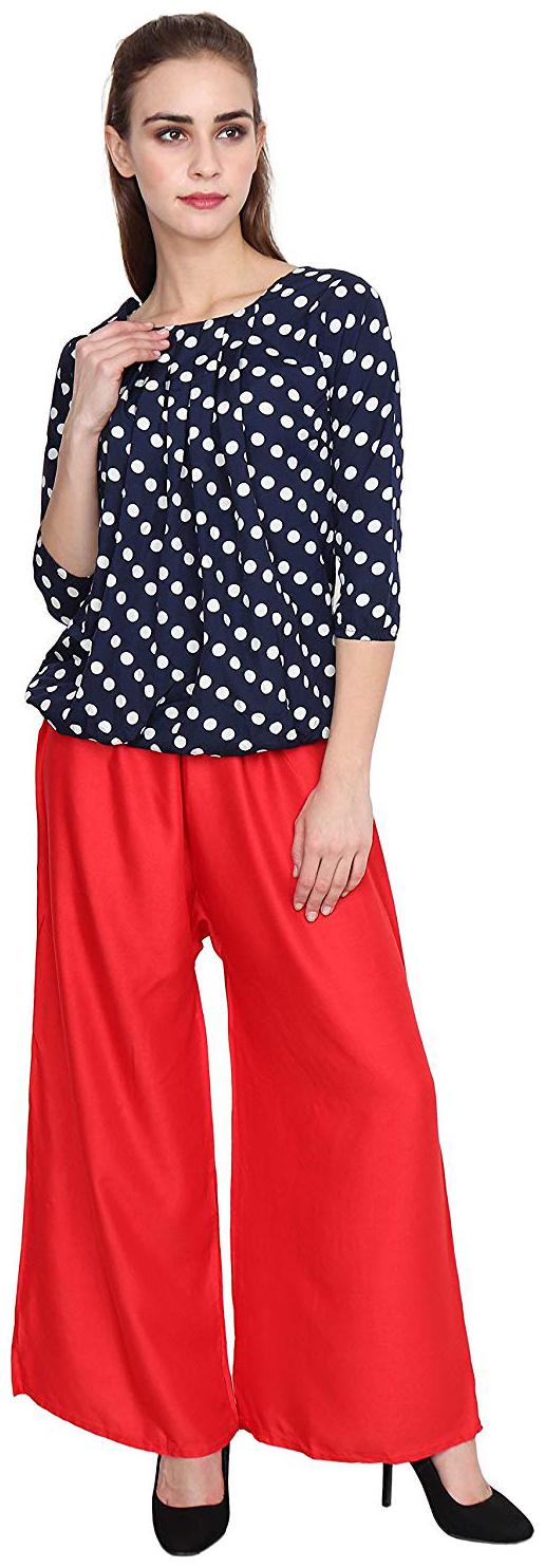 

I Shop Red Solid Flared Palazzo