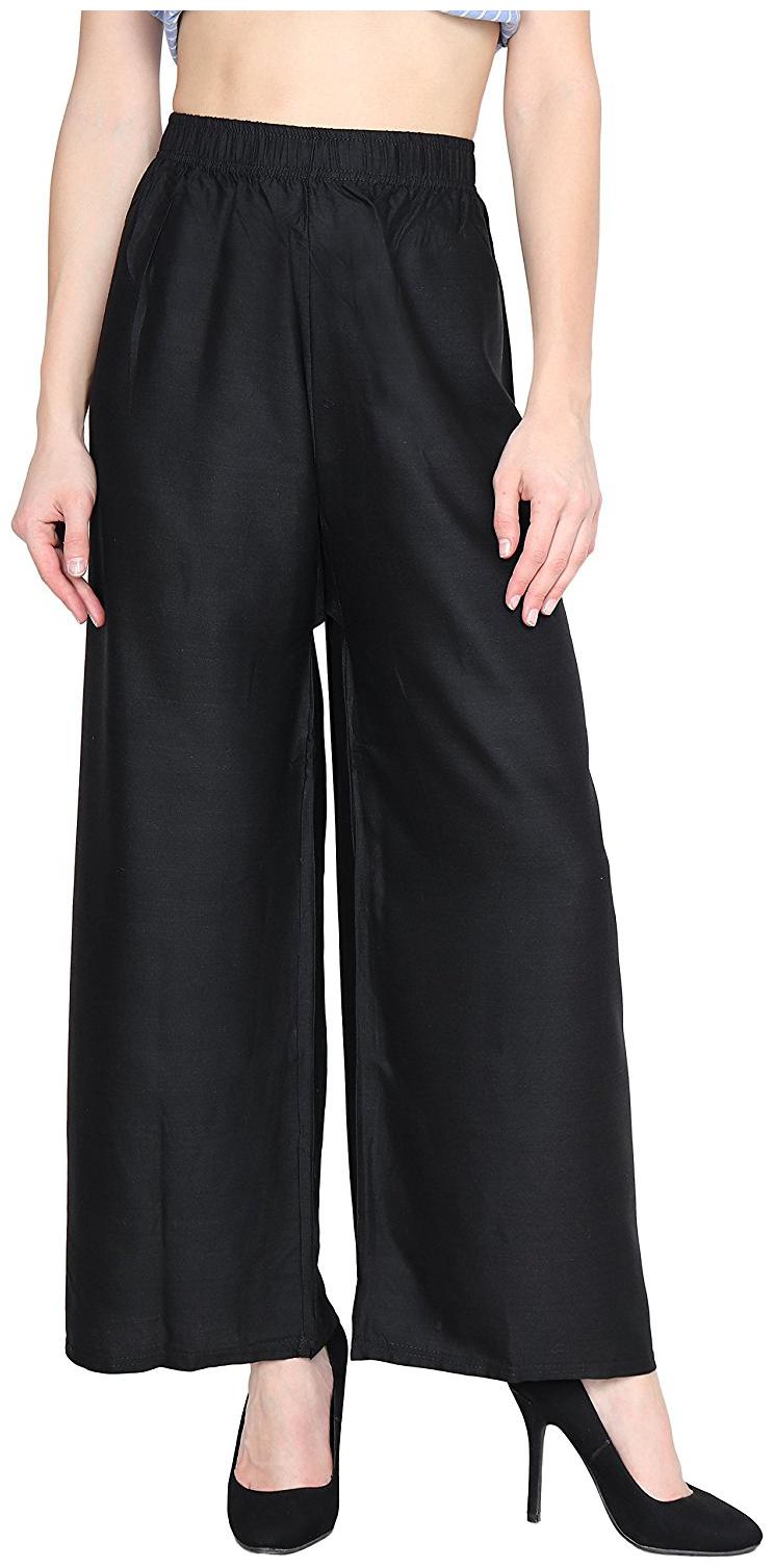 

I Shop Girls Women Flared Black Rayon Trouser Palazzo