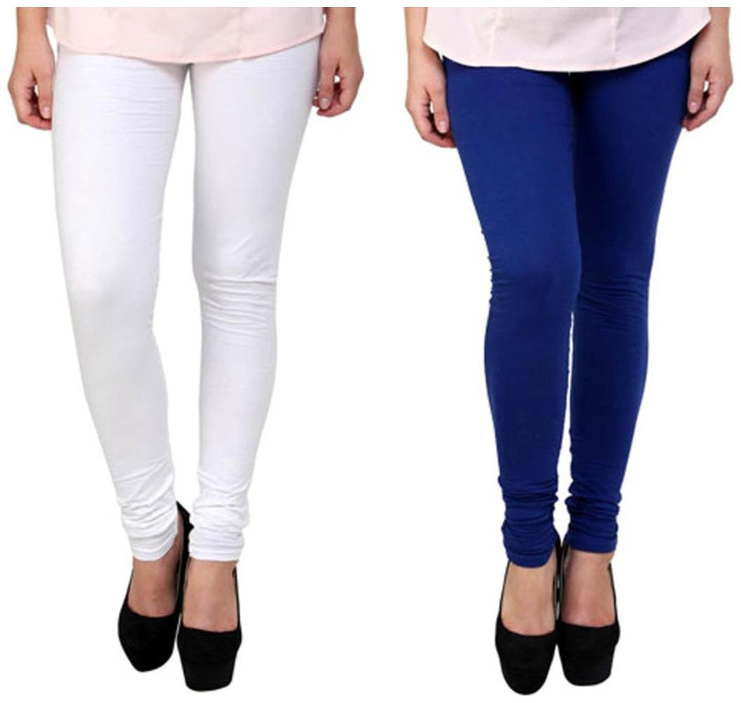 

I Shop Girls Women s Blue-White Cotton Lycra Legging s Combo-02