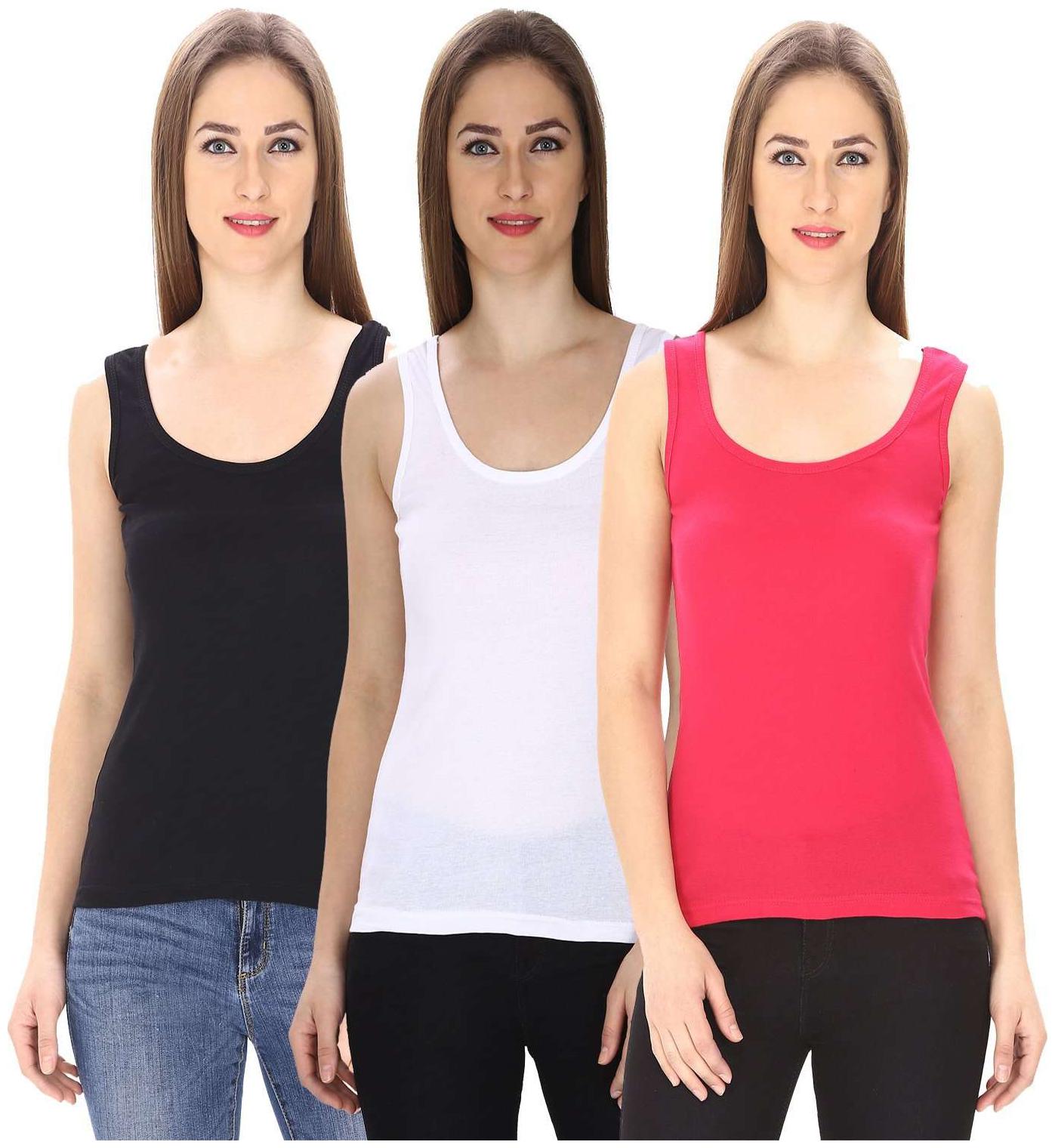 

I Shop Women Multi Regular fit U neck Polyester Tank top