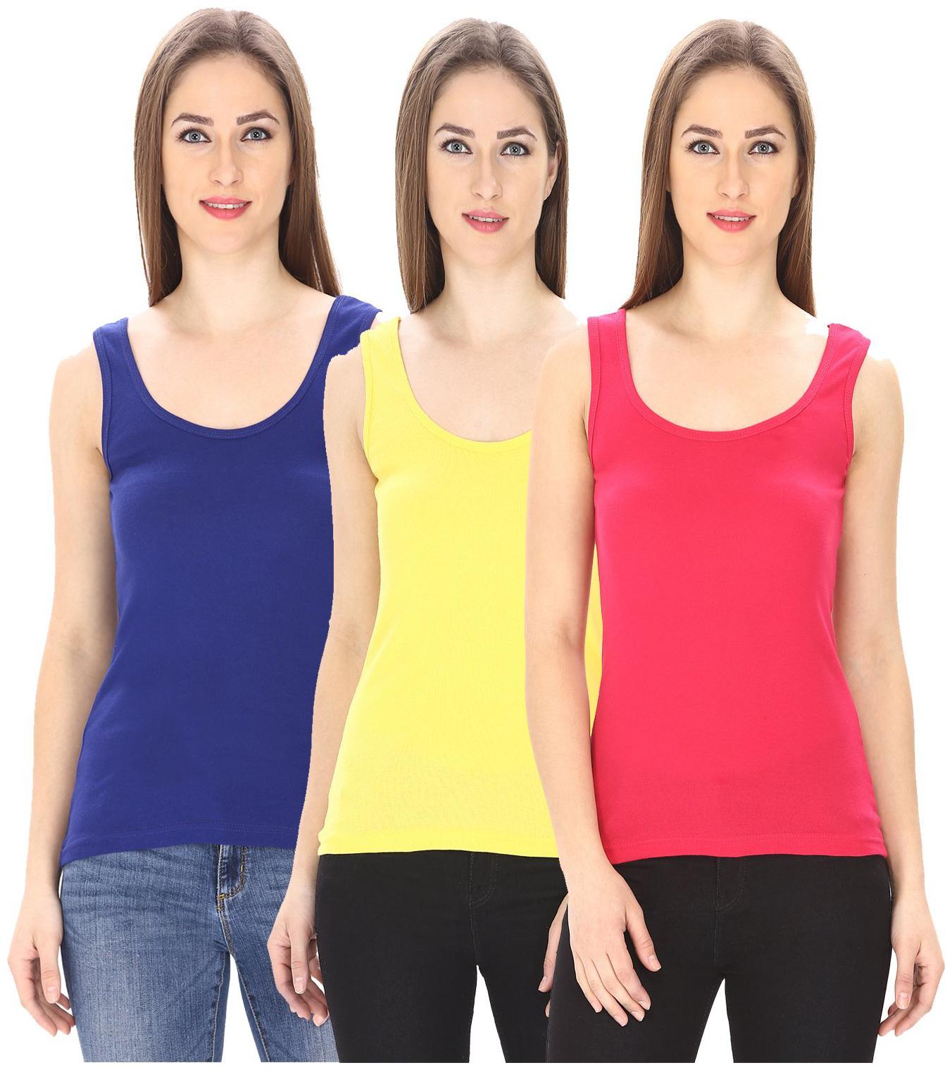 

I Shop Women Multi Regular fit U neck Cotton Tank top