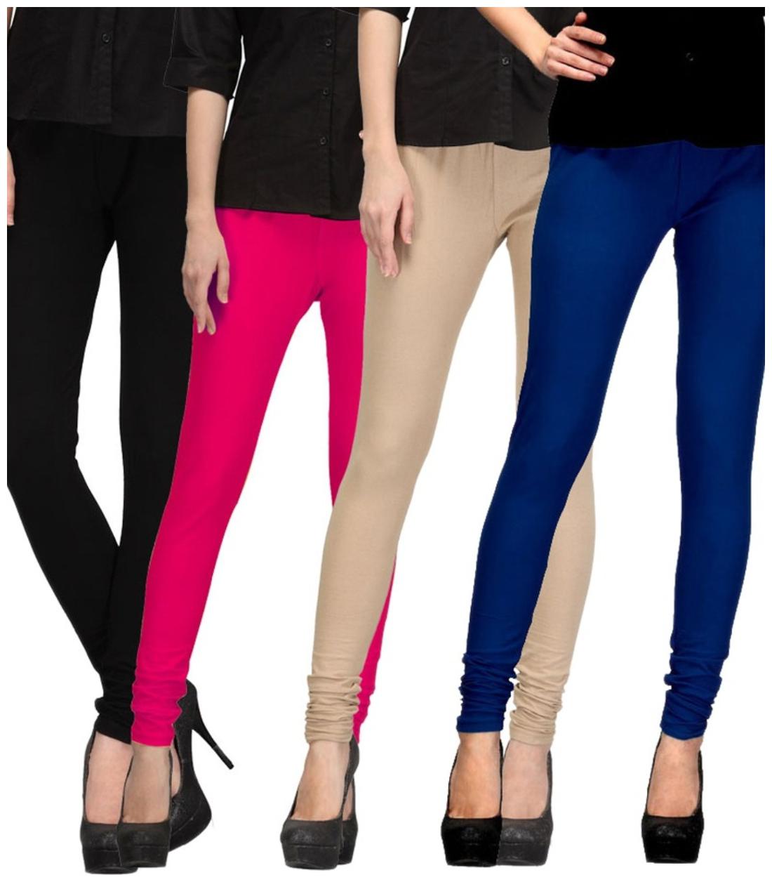 

I Shop Girls Women s Black-PInk-Skin-Blue Cotton Lycra Legging s Combo-04