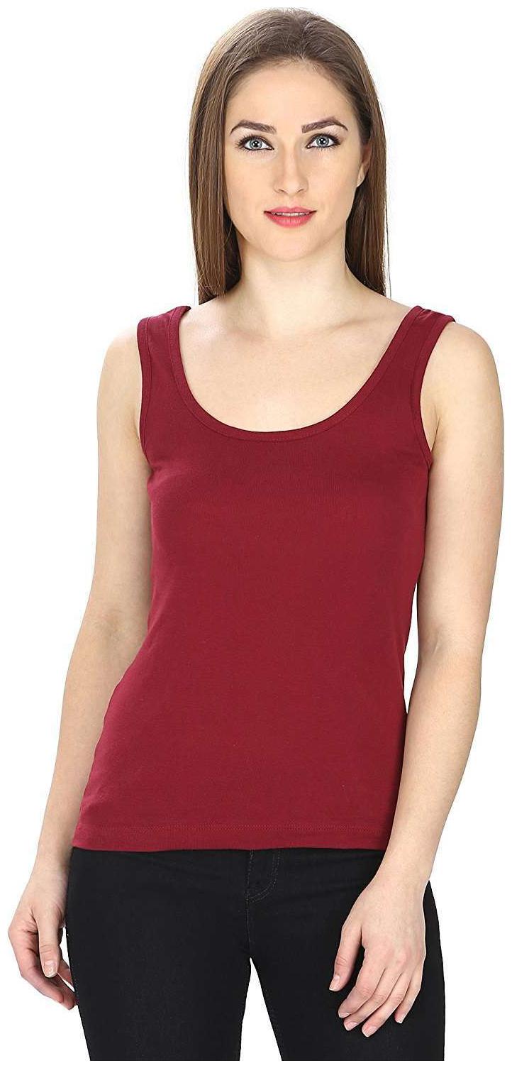 

i-shop Women Maroon Regular fit U neck Polyester Tank top