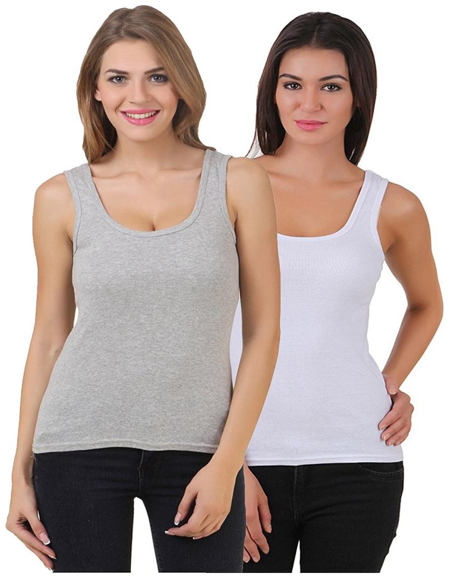 

I Shop Women Multi Regular fit U neck Polyester Tank top