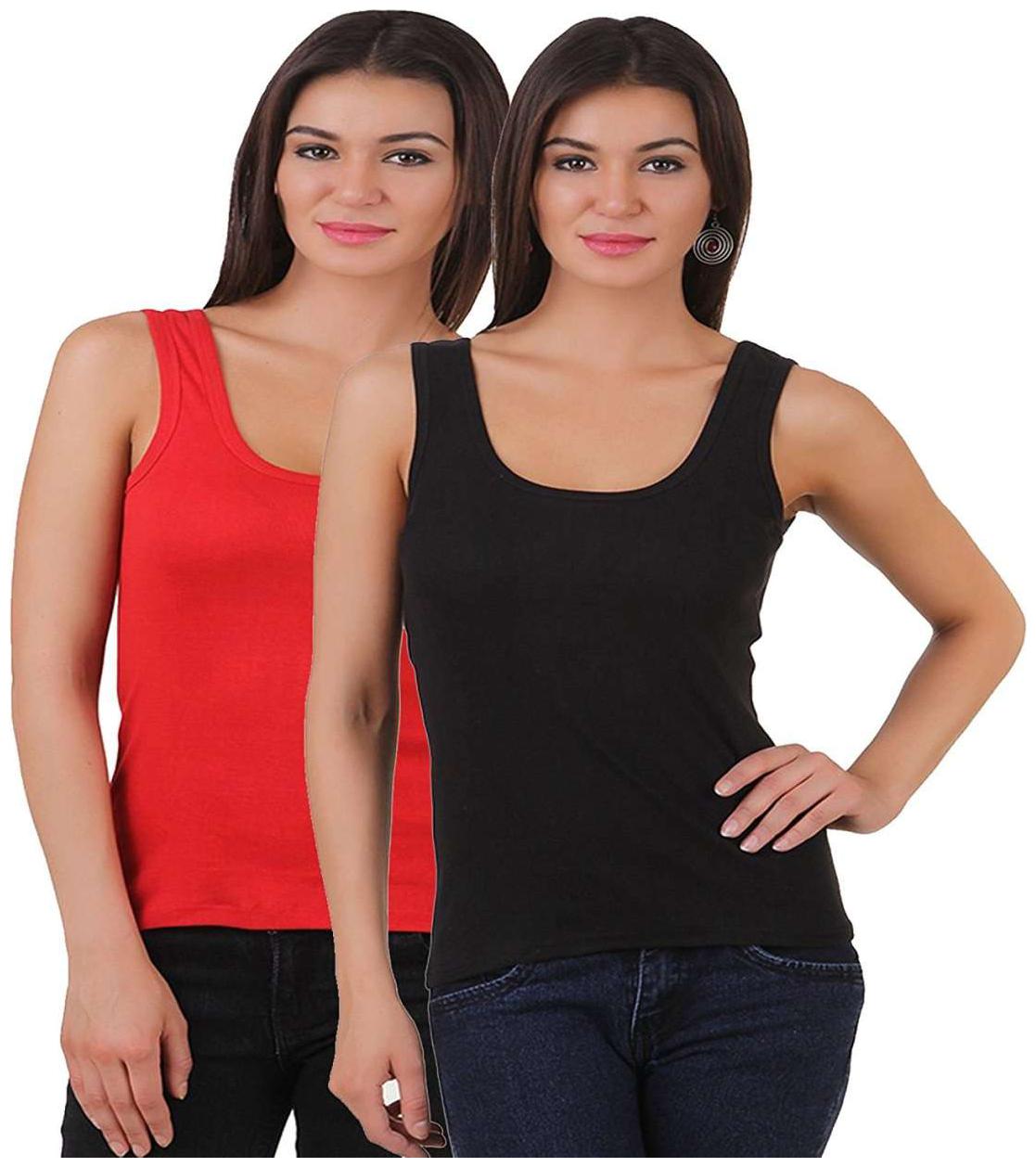 

I Shop Women Multi Regular fit U neck Polyester Tank top