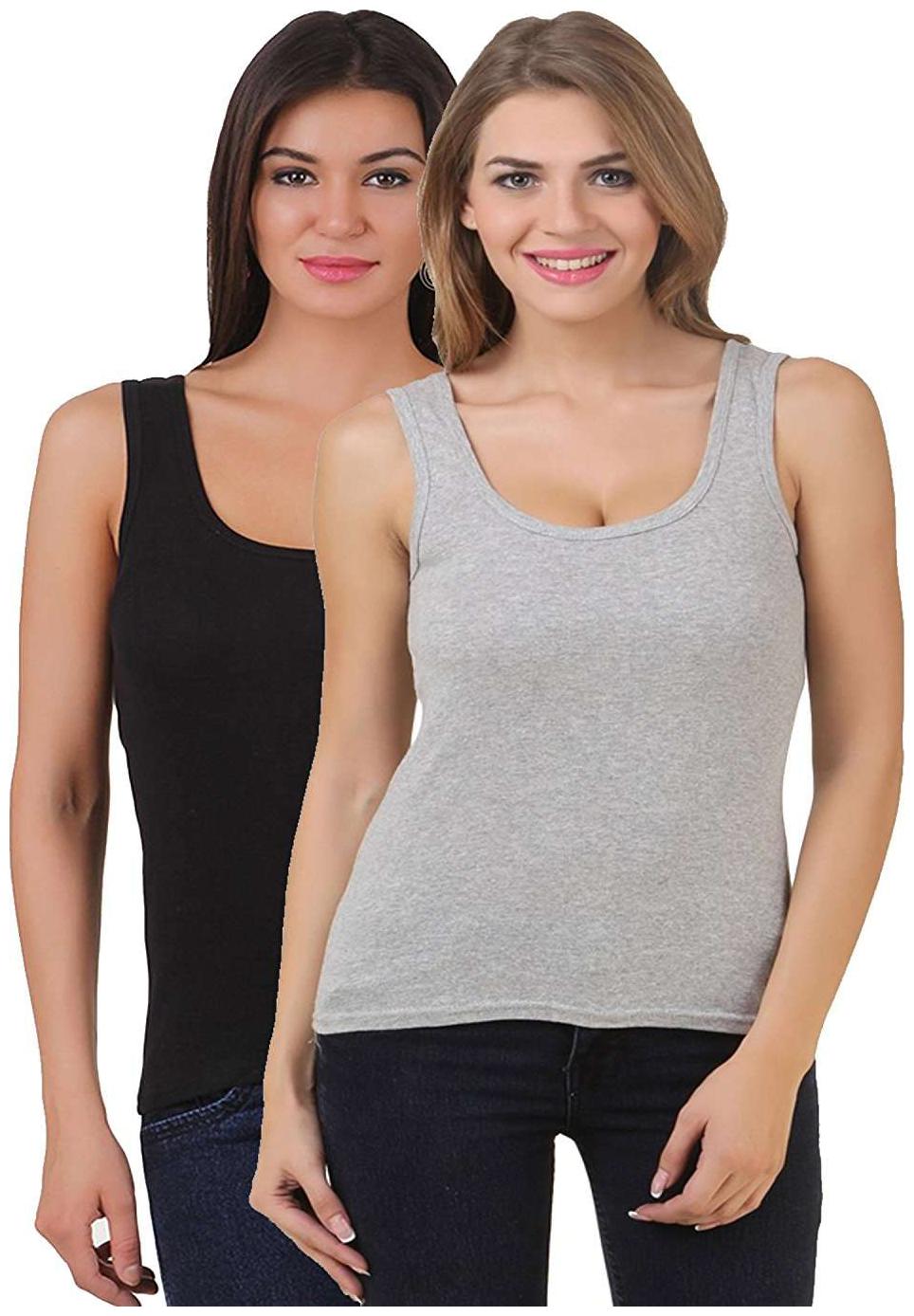 

I Shop Women Multi Regular fit U neck Polyester Tank top