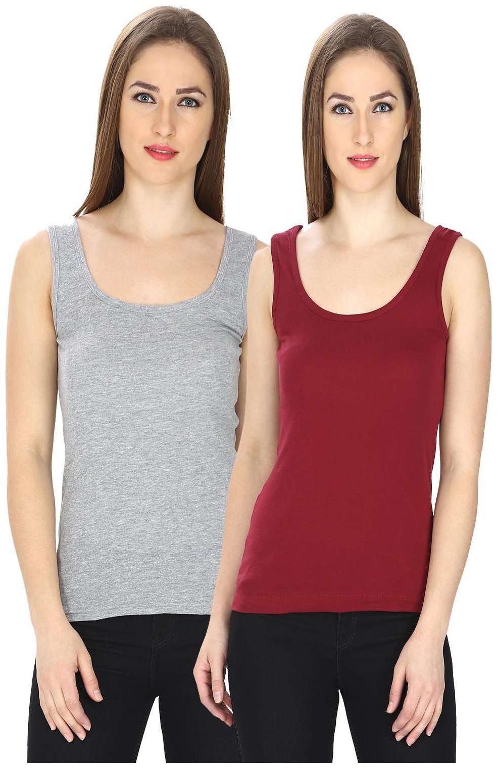

I Shop Women Multi Regular fit U neck Polyester Tank top
