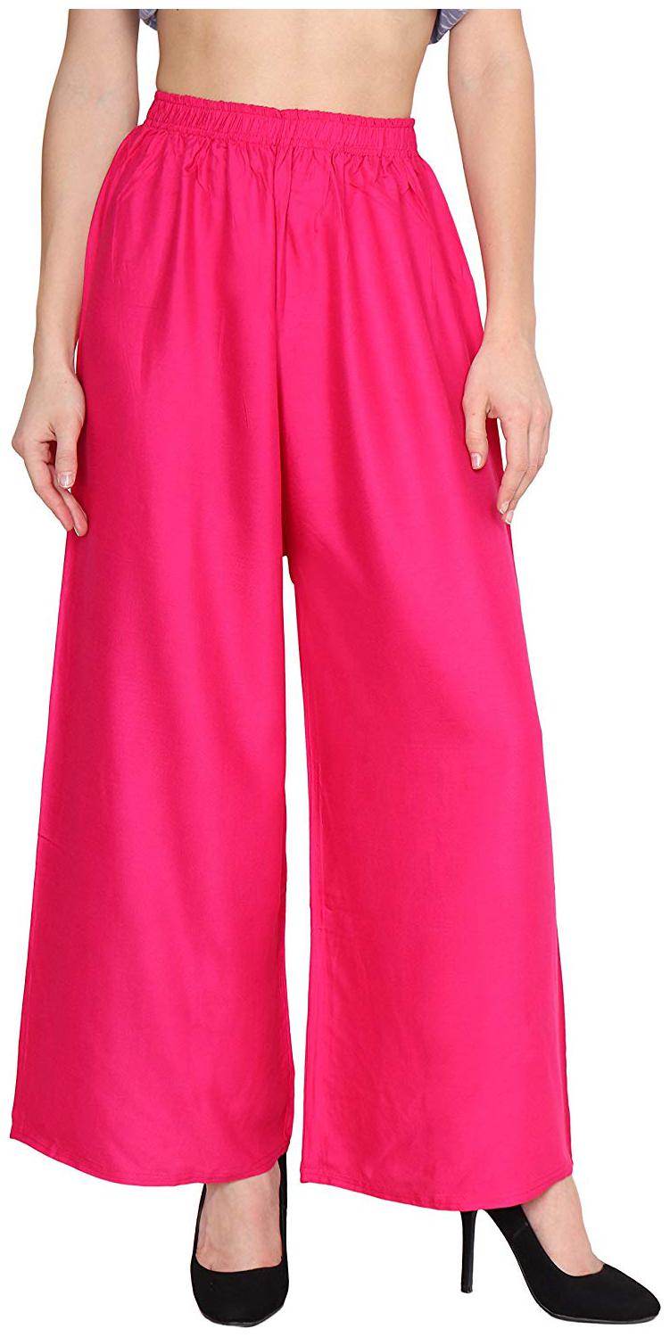 

I Shop Girls Women Flared Pink Rayon Trouser Palazzo
