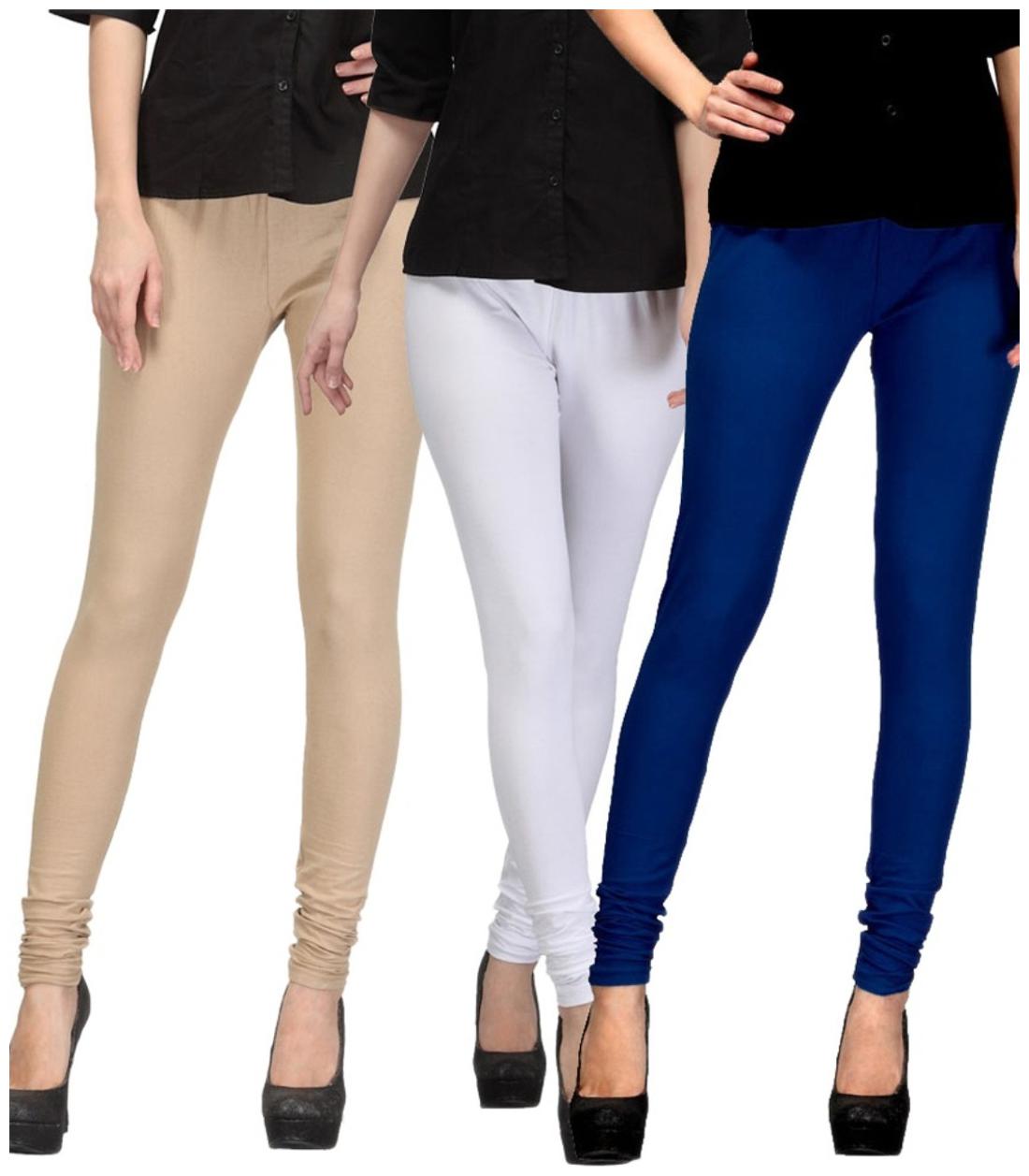 

I Shop Girls Women s Skin-White-Blue Cotton Lycra Legging s Combo-03