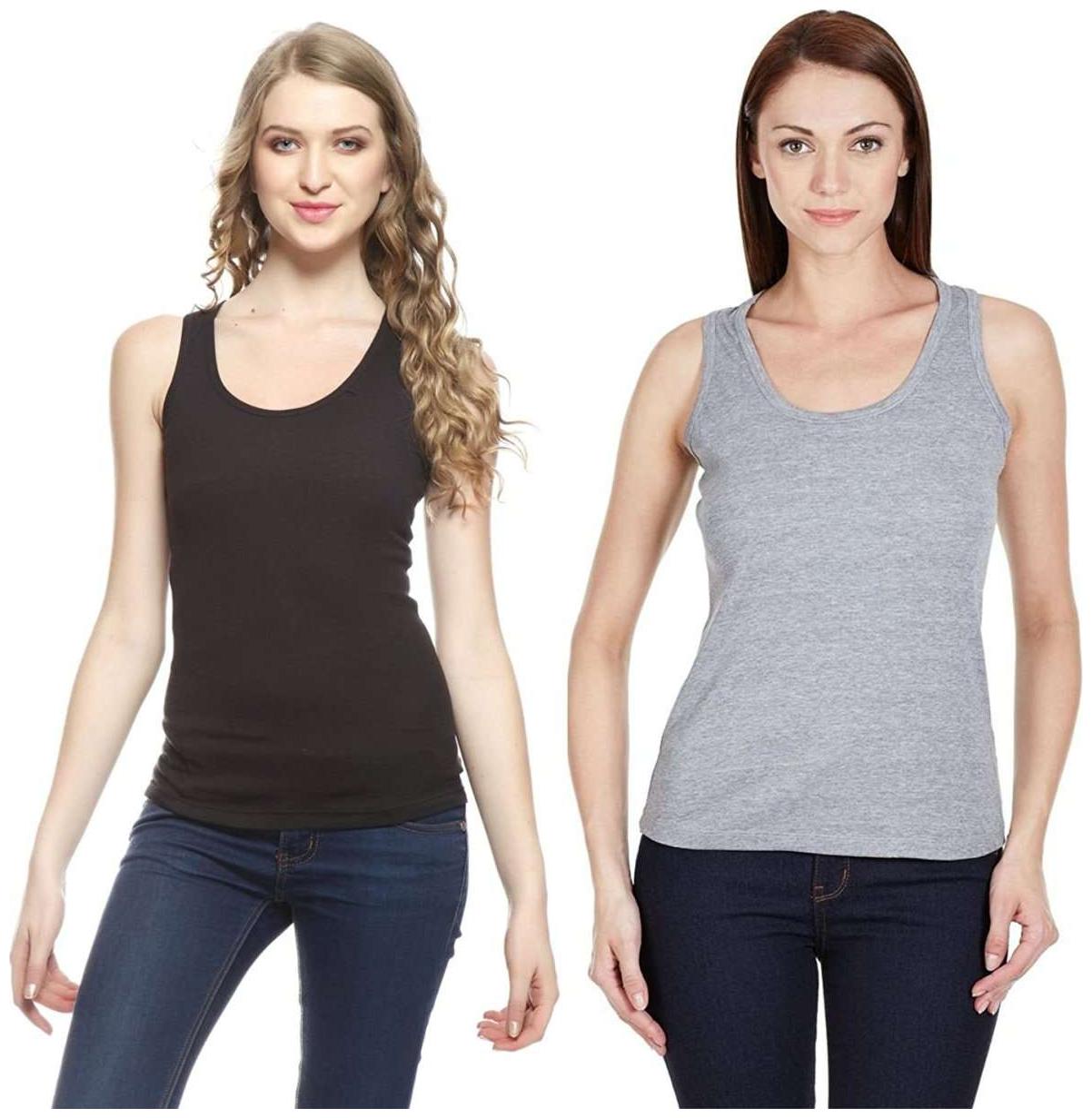 

I Shop Women Multi Regular fit U neck Cotton Tank top