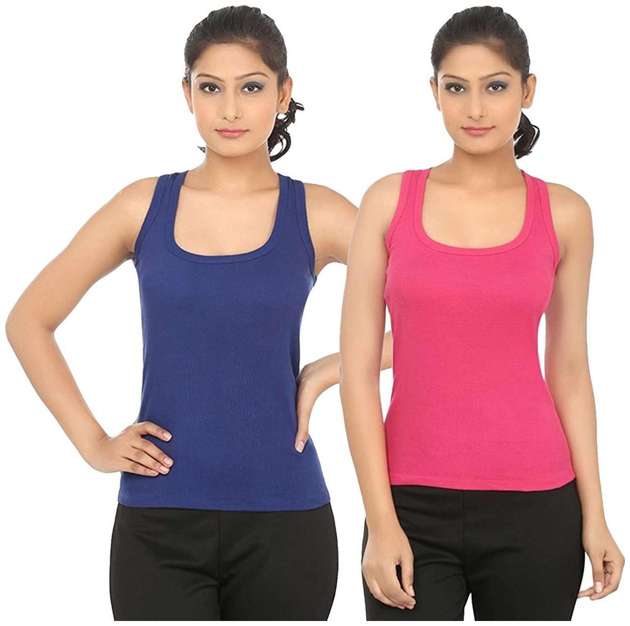 

I Shop Women Multi Regular fit U neck Polyester Tank top
