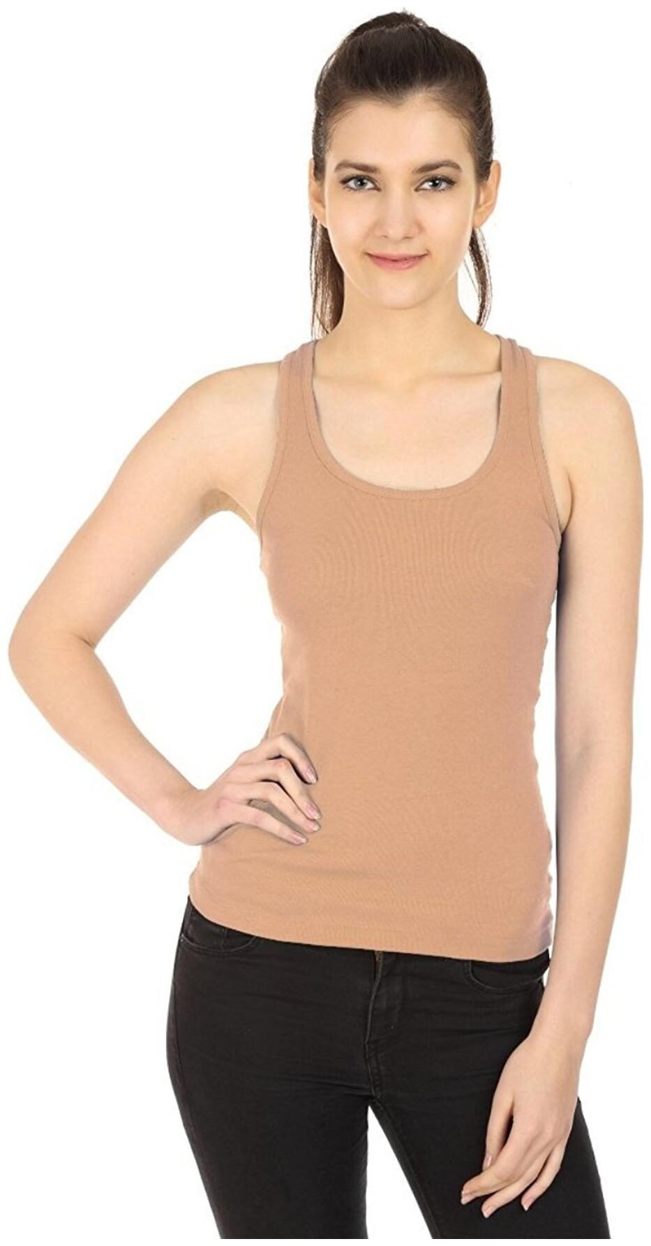

I Shop Girls Women s Beige Skin Cotton Lycra Tank Top Spaghetti Pack of 1 Offer