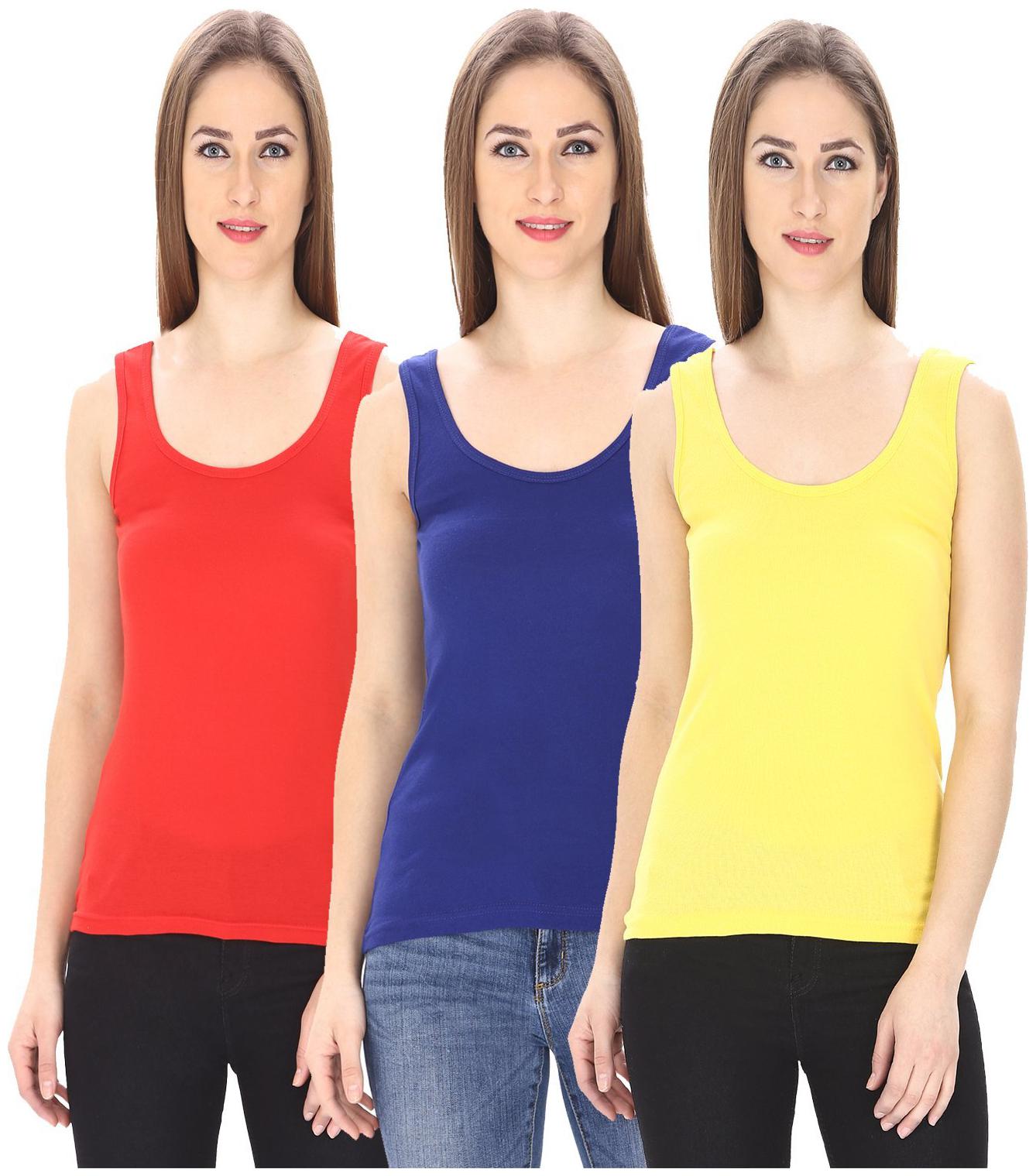 

I Shop Women Multi Regular fit U neck Cotton Tank top