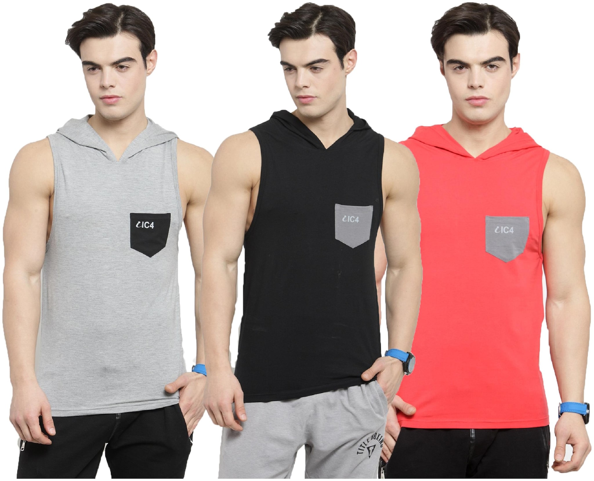 IC4 Men Cotton Assorted Gym Vest by IC FOUR