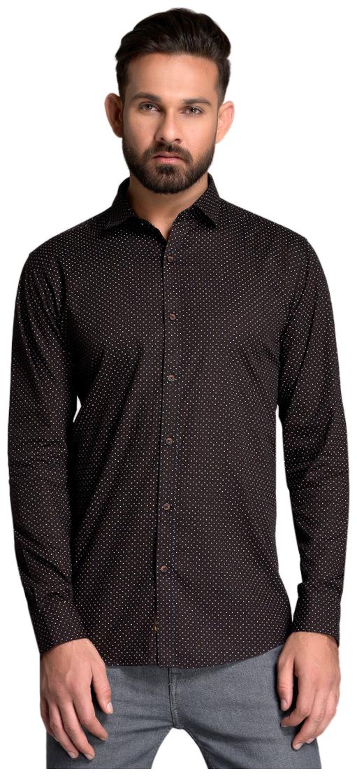 

Id Men Black Printed Slim Fit Casual Shirt
