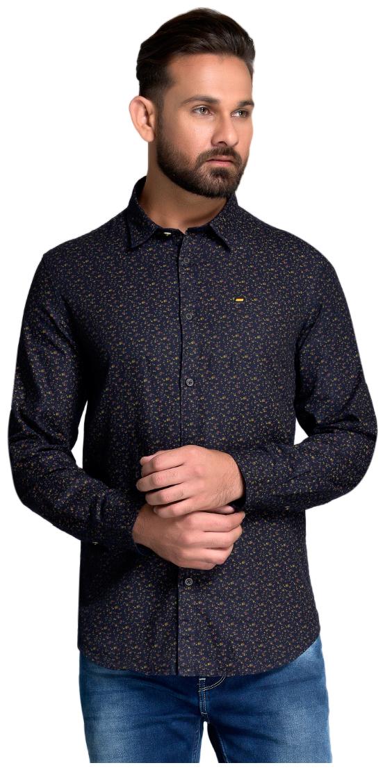 

Id Men Blue Printed Slim Fit Casual Shirt