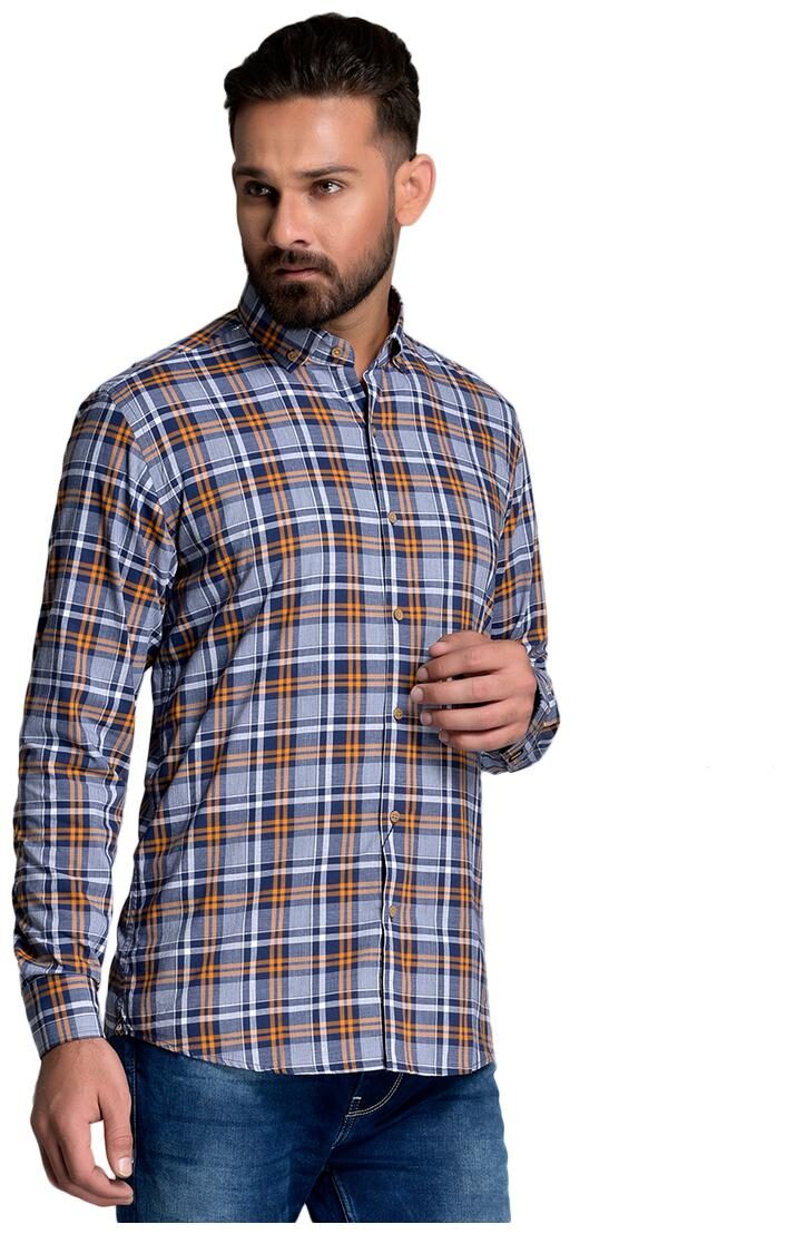 

Id Men Yellow Checked Slim Fit Casual Shirt