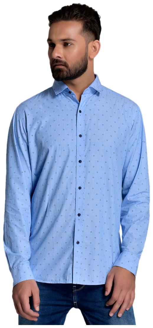 

Id Men Blue Printed Slim Fit Casual Shirt