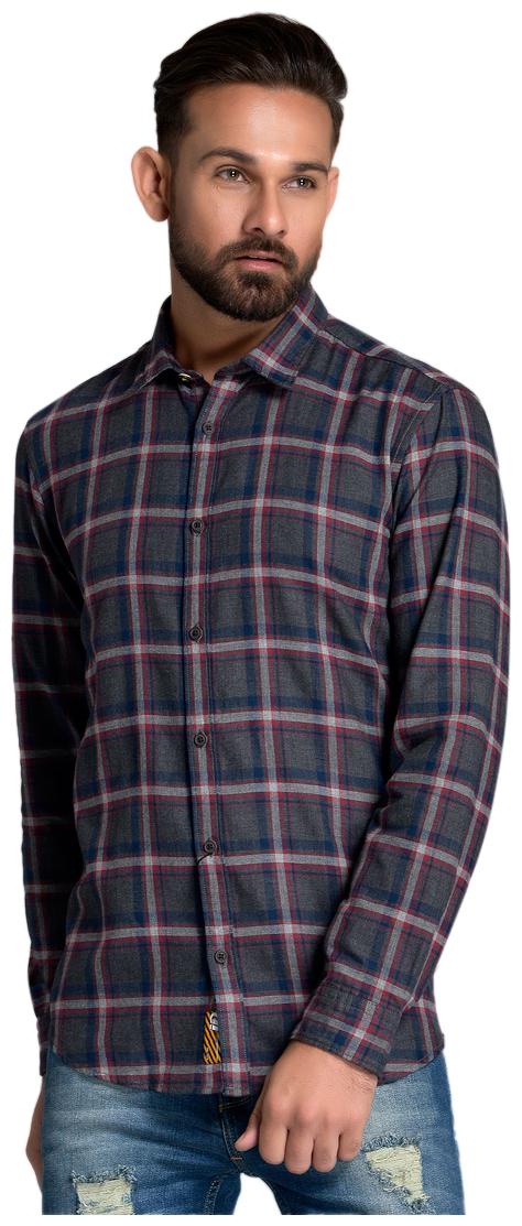 

Id Men Grey Checked Slim Fit Casual Shirt