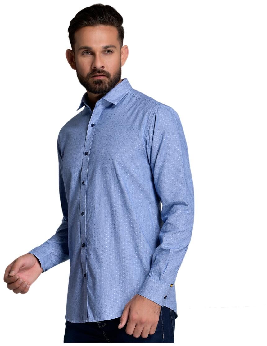 

Id Men Blue Solid Slim Fit Casual Shirt