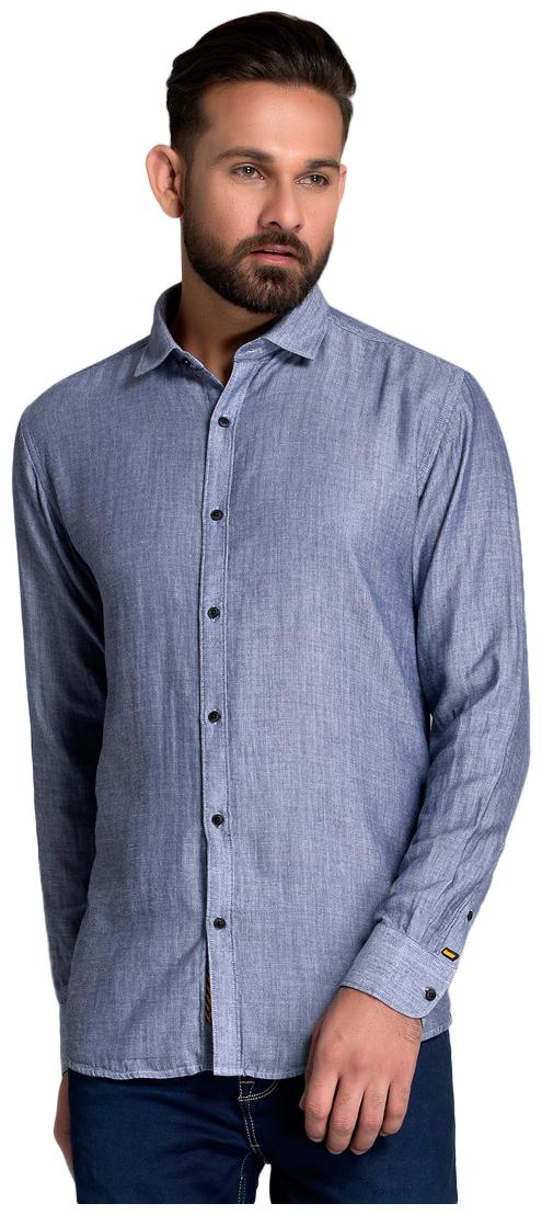 

Id Men Blue Solid Slim Fit Casual Shirt