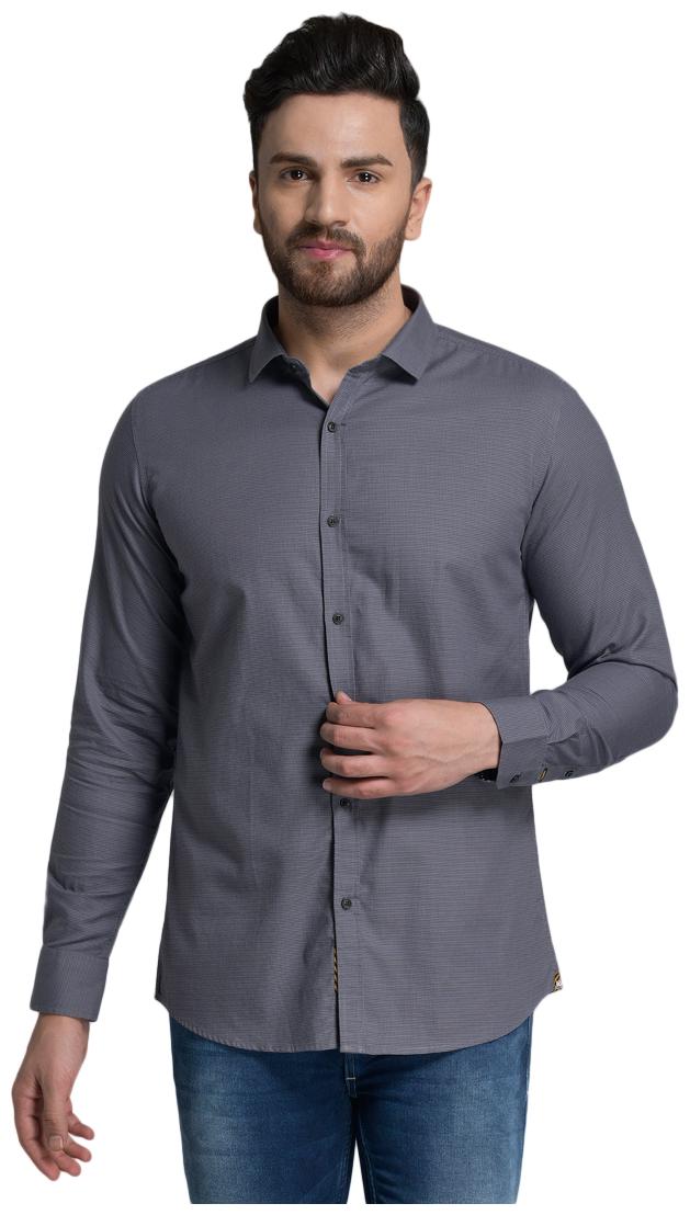 

Id Men Grey Solid Slim Fit Casual Shirt
