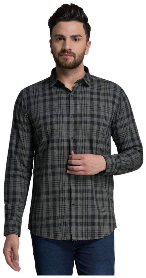 

Id Men Navy Blue Checked Slim Fit Casual Shirt
