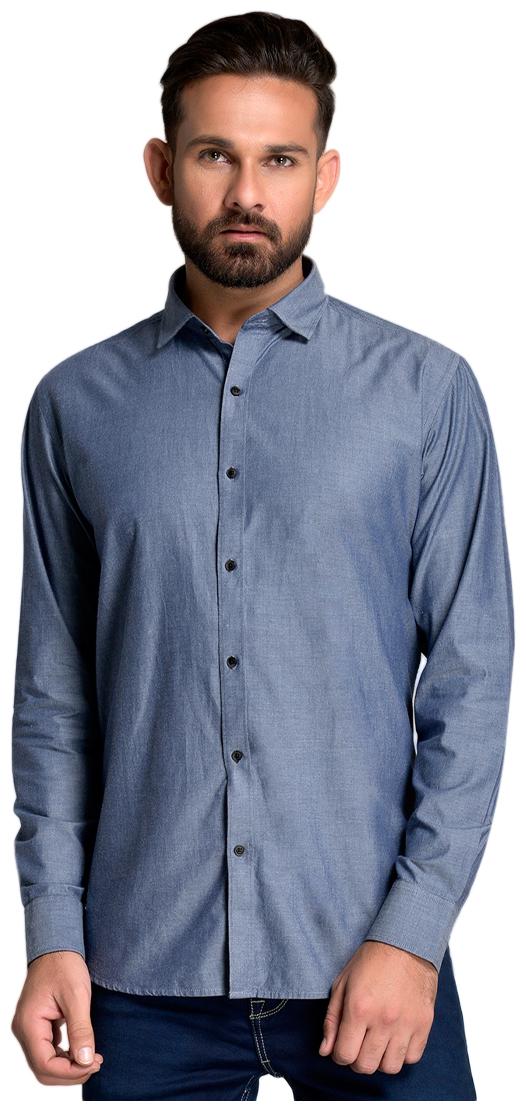 

Id Men Blue Solid Slim Fit Casual Shirt