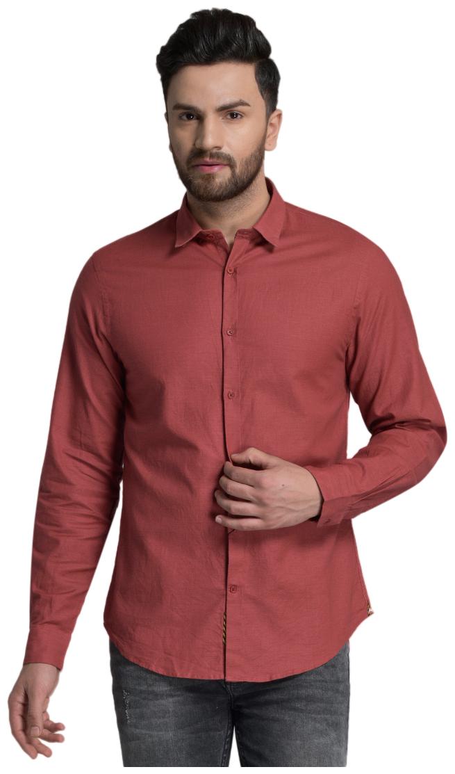 

Id Men Red Solid Slim Fit Casual Shirt