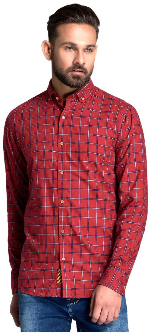 

Id Men Red Checked Slim Fit Casual Shirt