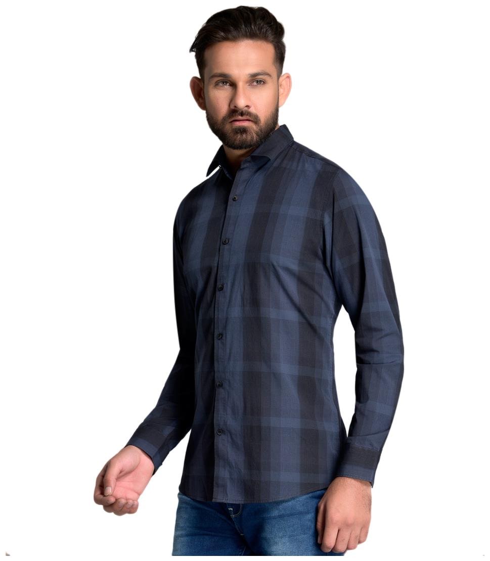

Id Men Grey Checked Slim Fit Casual Shirt