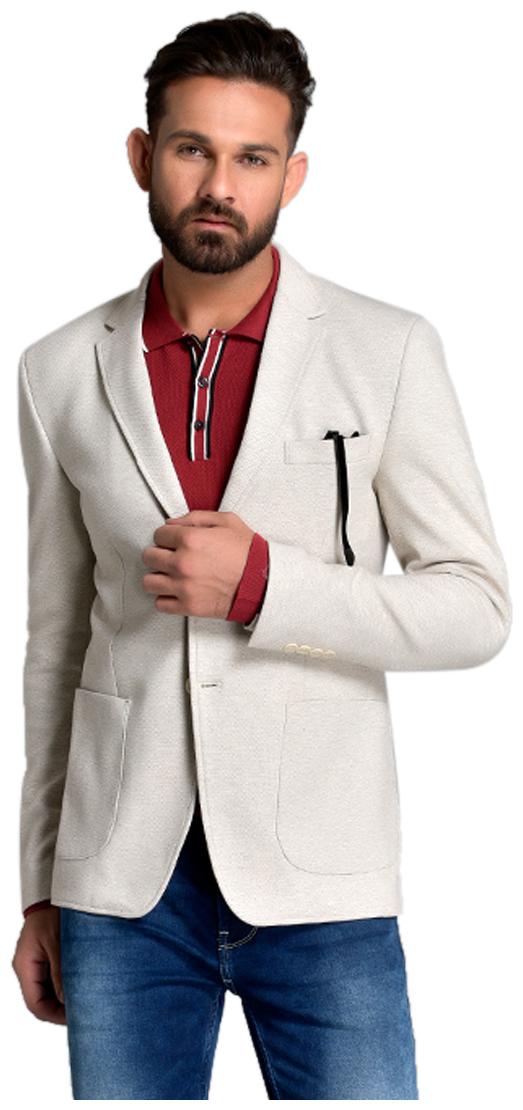 

Id Men White Solid Slim fit Single Breasted Blazer