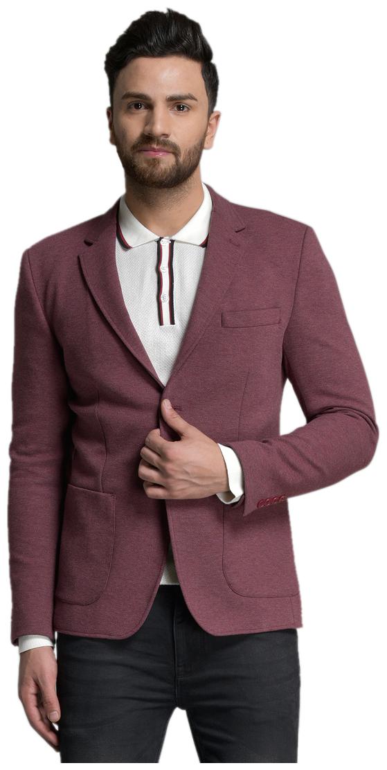 

Id Men Maroon Solid Slim fit Single Breasted Blazer