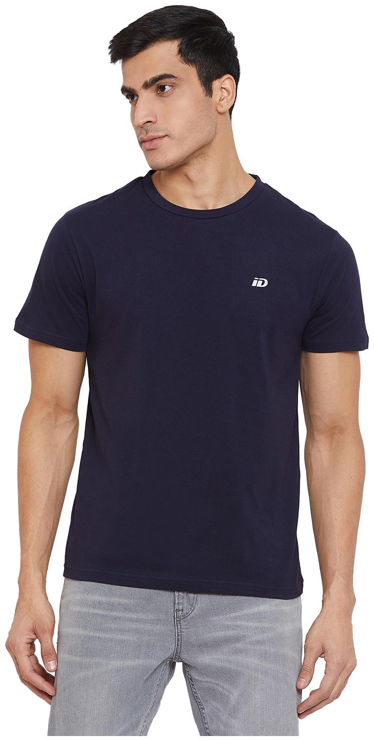 

Id Men Navy blue Slim fit Cotton Round neck T-Shirt - Pack Of 1