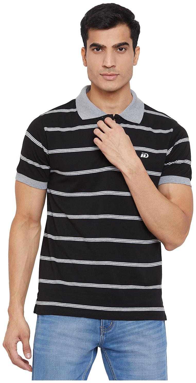 

Id Men Black Slim fit Cotton Polo collar T-Shirt - Pack Of 1