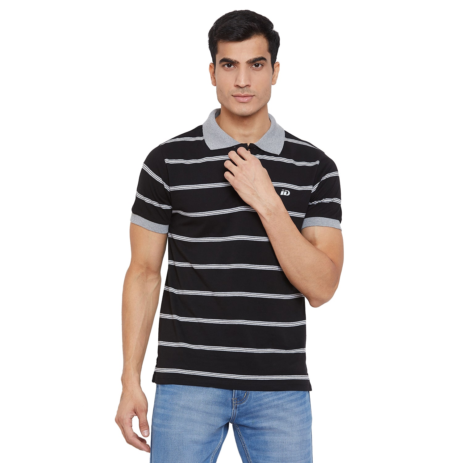 

Id Men Black Slim fit Cotton Polo collar T-Shirt - Pack Of 1