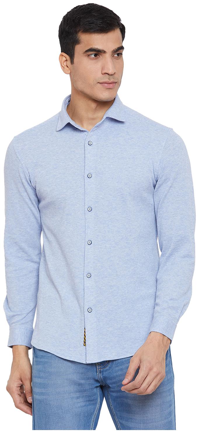 

Id Men Blue Solid Slim Fit Casual Shirt