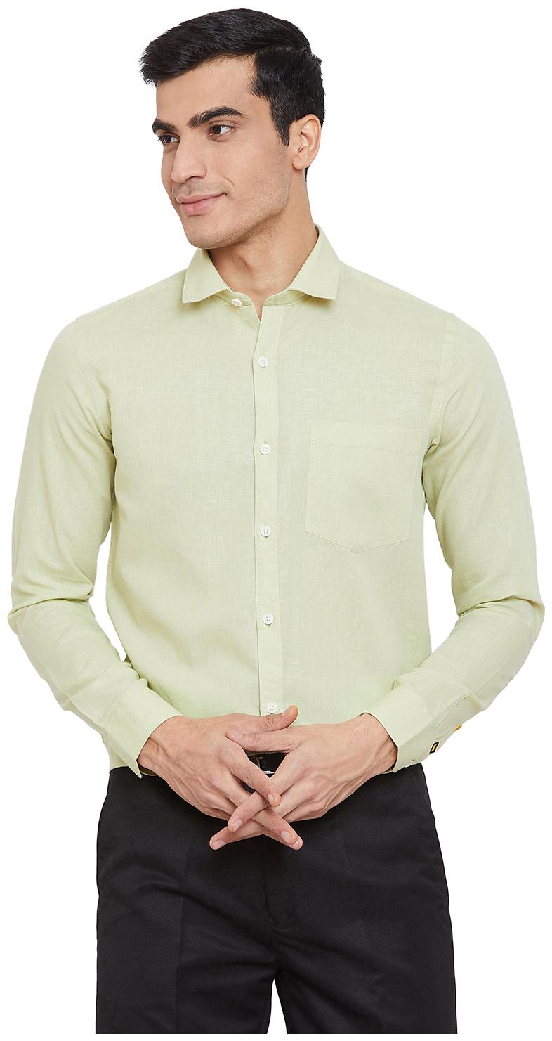 

Id Men Green Solid Slim Fit Casual Shirt